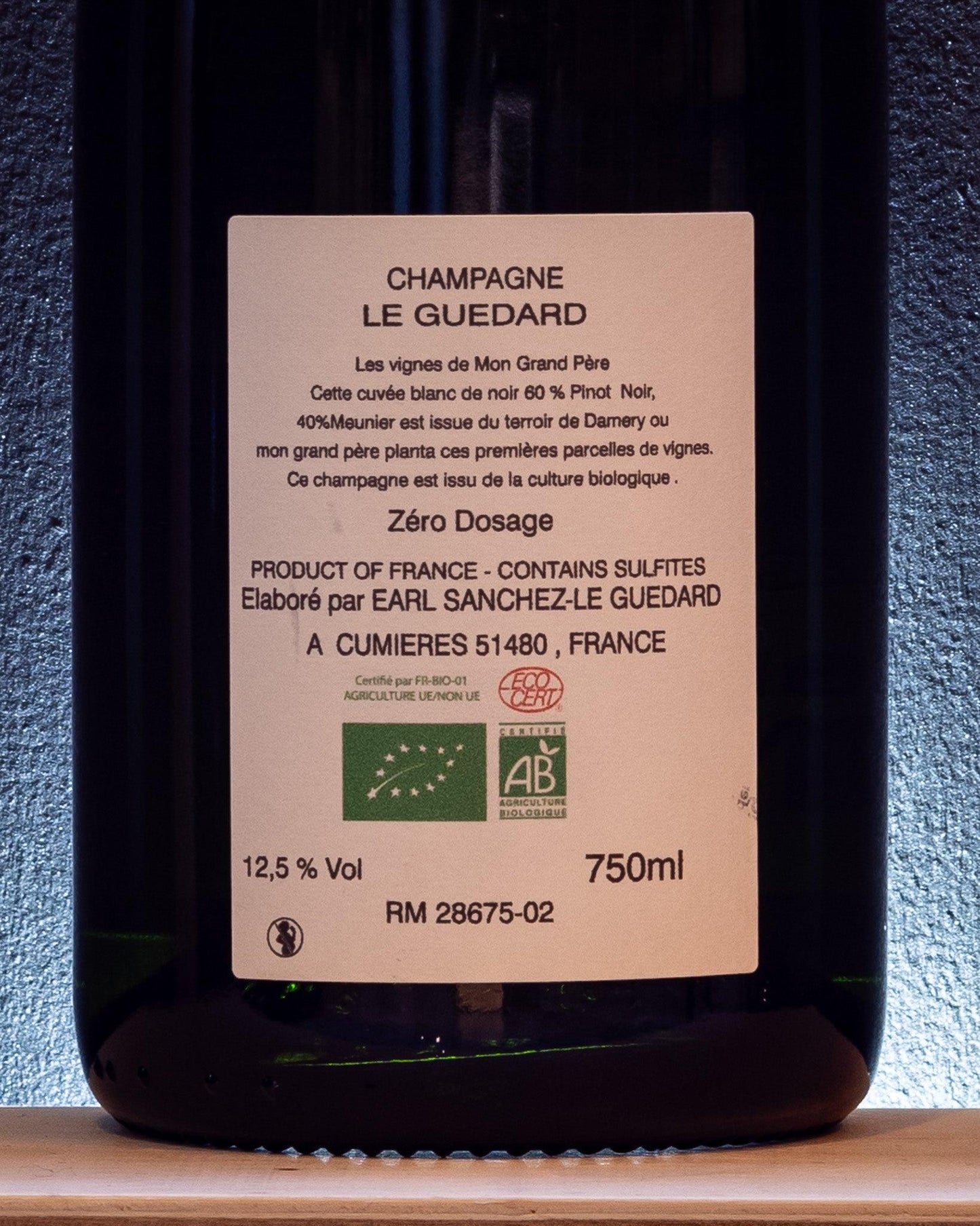 leguedard blanc 2 noirs champagne zero dosage les vignes de mon grand pere pinot nero pinot meunier retro etichetta