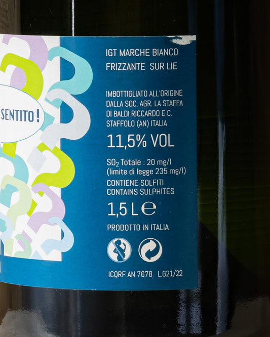 mai sentito frizzante sui lieviti la staffa verdicchio marche magnum retro etichetta