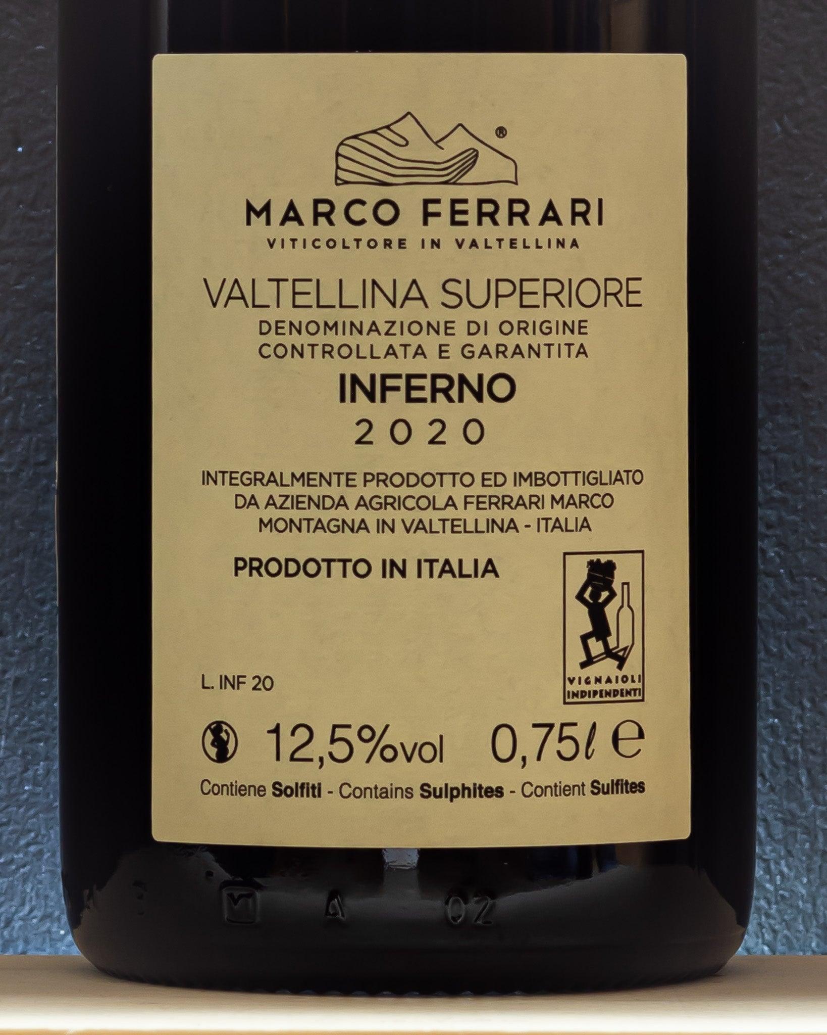 marco ferrari valtellina superiore inferno chiavennasca nebbiolo lombardia italia retro etichetta