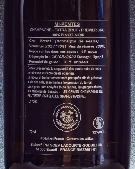 mi-pentes champagne extra brut premier cru pinot nero lacourte godbillon retro etichetta