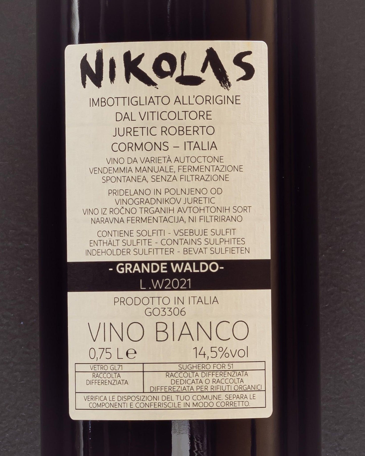 nikolas juretic grande waldo malvasia istriana ribolla gialla friulano friuli venezia giulia italia orange macerato retro etichetta