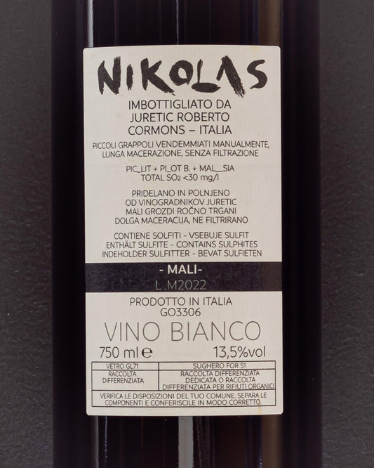 nikolas juretic mali malvasia picolit pinot bianco orange macerato friuli venezia giulia italia retro etichetta