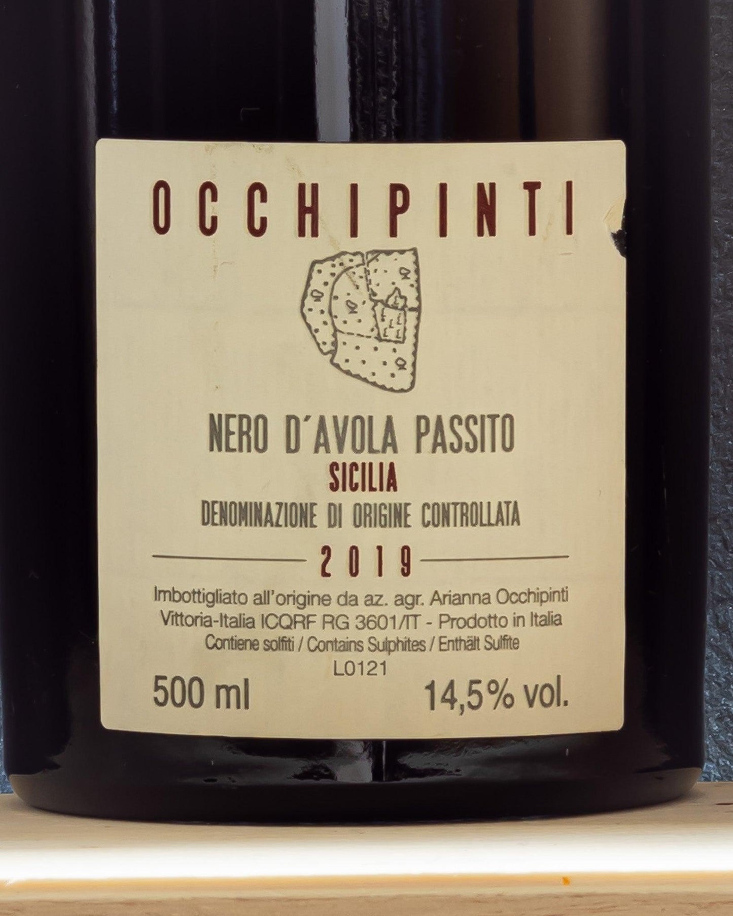 passo nero arianna occhipinti passito nero d'avola sicilia italia retro etichetta