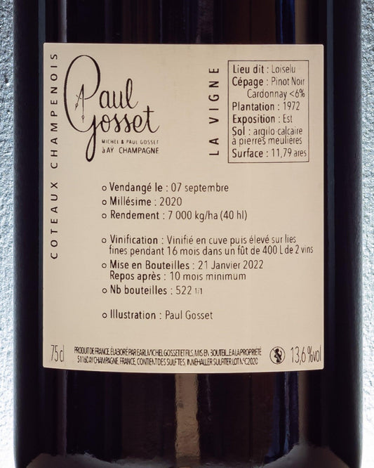 paul gosset coteaux champenois loiselu rouge pinot nero chardonnay retro etichetta