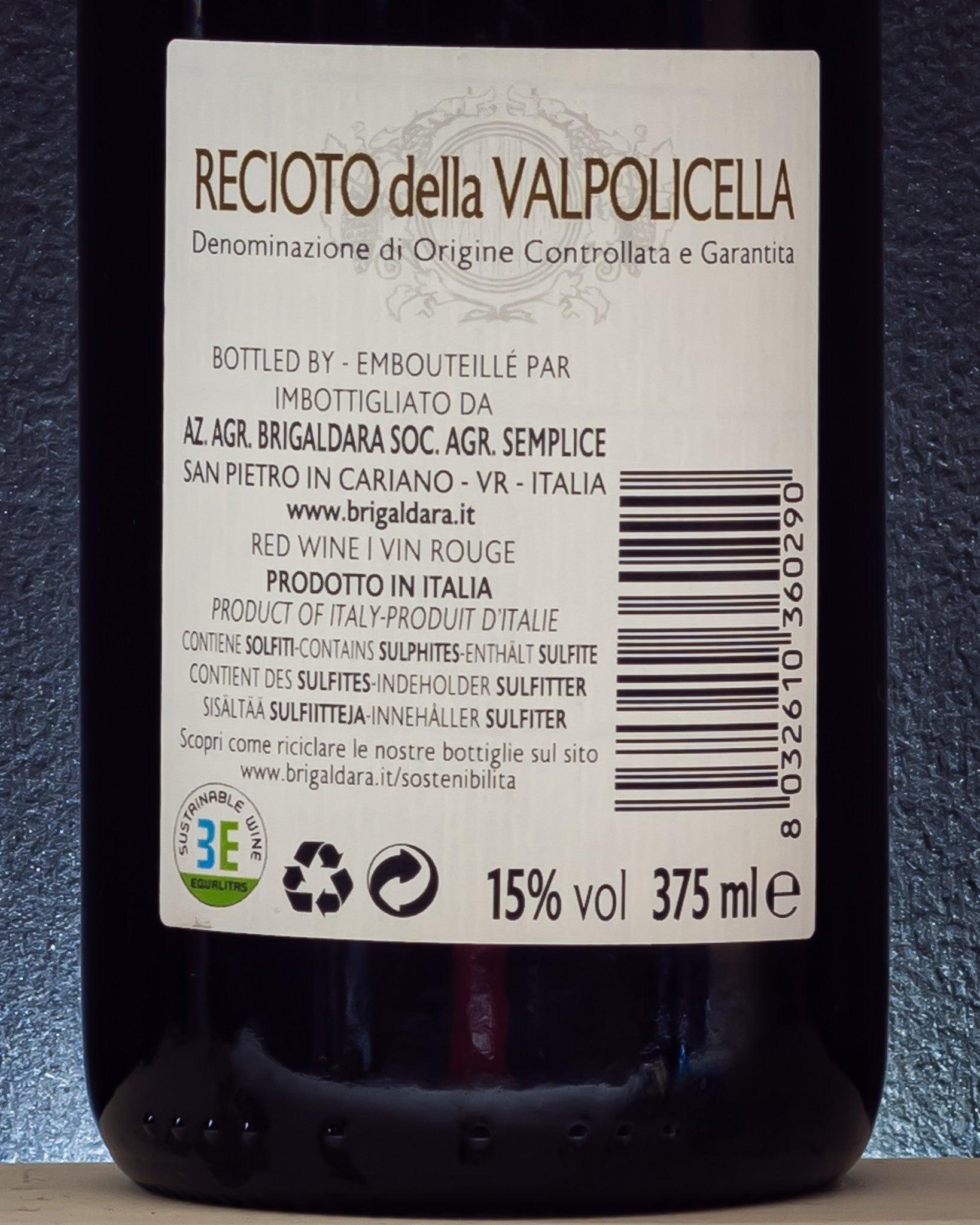 recioto della valpolicella brigaldara veneto italia corvina corvinone rondinella retro etichetta