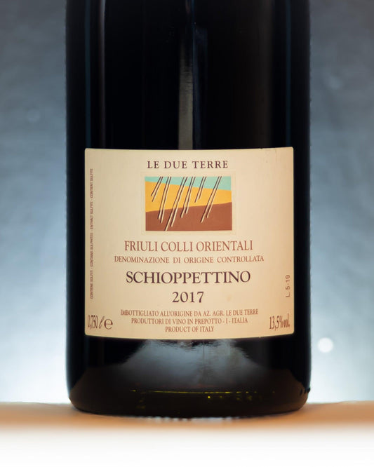 schioppettino due terre friuli venezia giulia colli orientali italia vino rosso retro etichetta