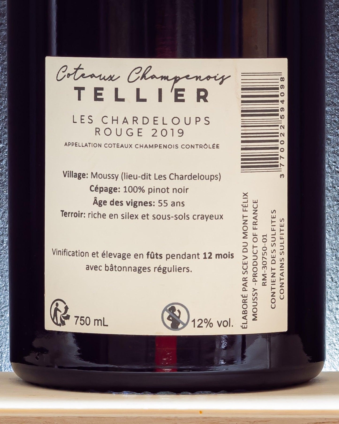 tellier pinot nero coteaux champenois les chandeloups champagne francia retro etichetta