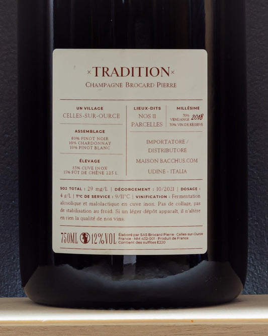 tradition champagne pierre brocard brut d'assemblage pinot nero chardonnay pinot blanc retro etichetta