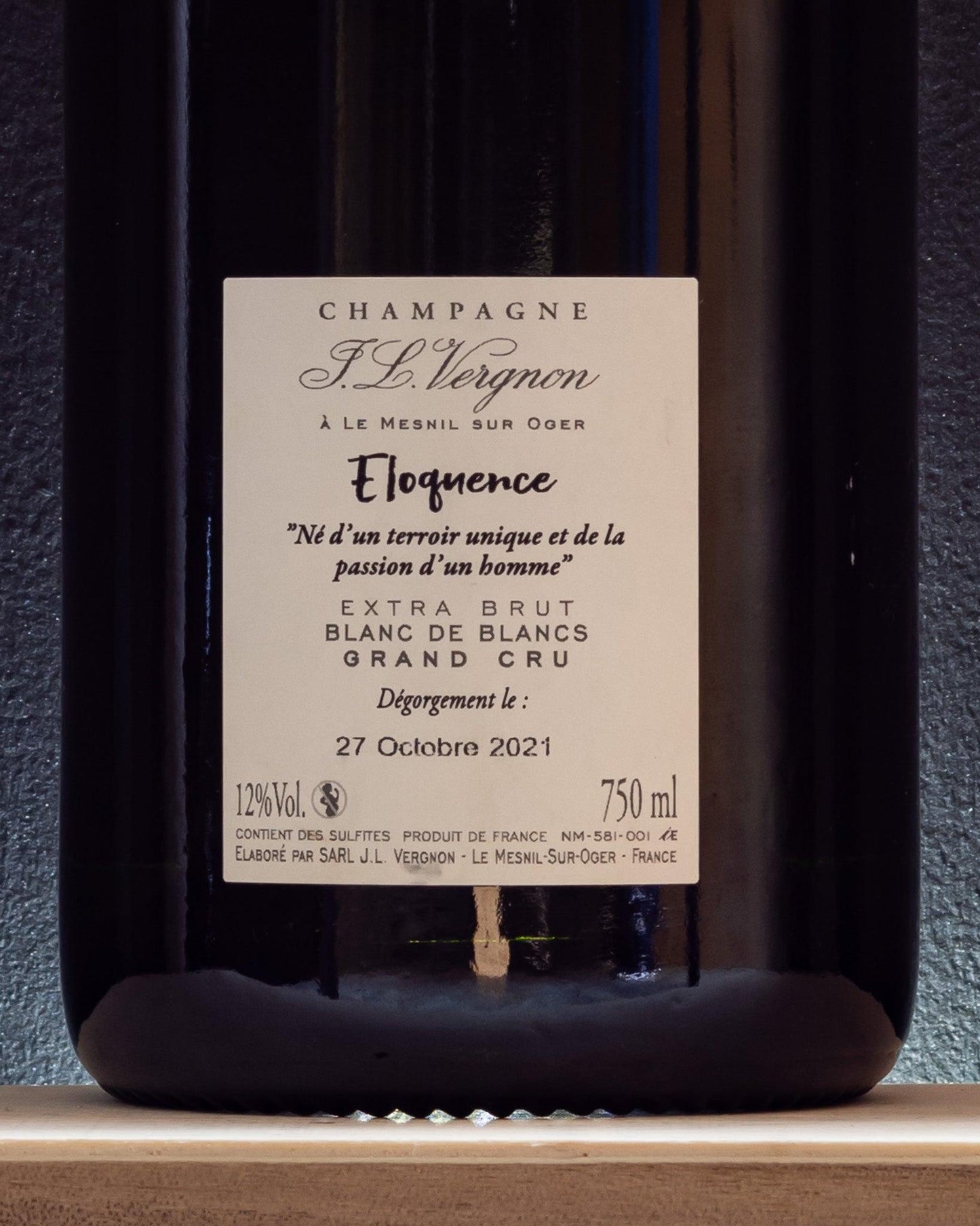 vergnon champagne eloquence extra brut blanc de blancs grand cru francia chardonnay retro etichetta