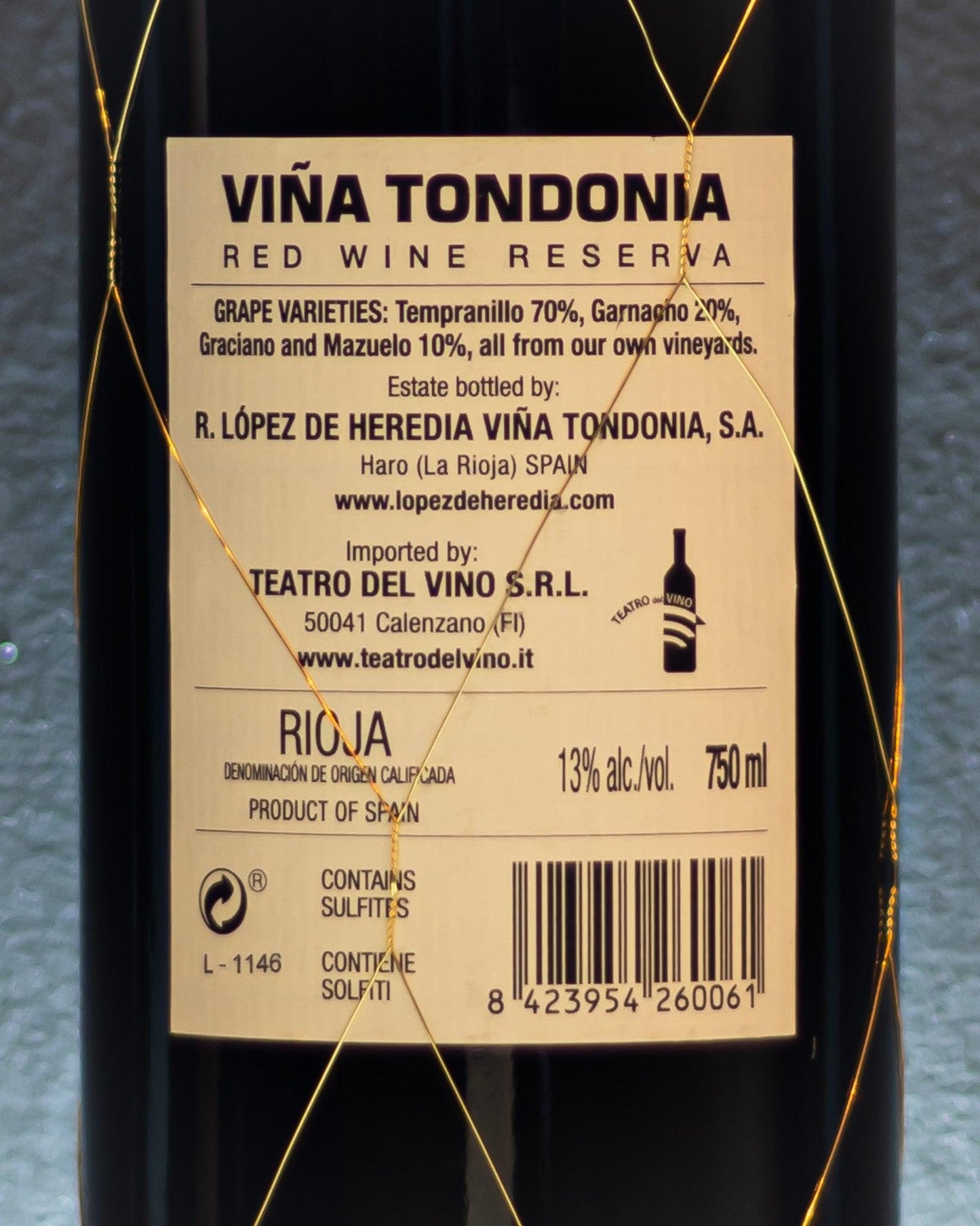 vina tondonia reserva rioja spagna vino rosso tempranillo granacha graciano mazuelo lopez de heredia retro etichetta