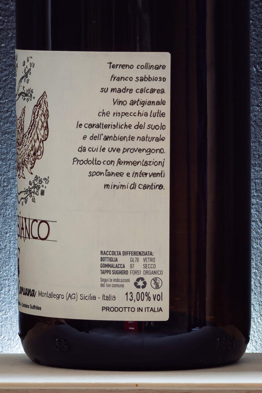 vino bianco calogero caruana inzolia sicilia italia lato etichetta dx