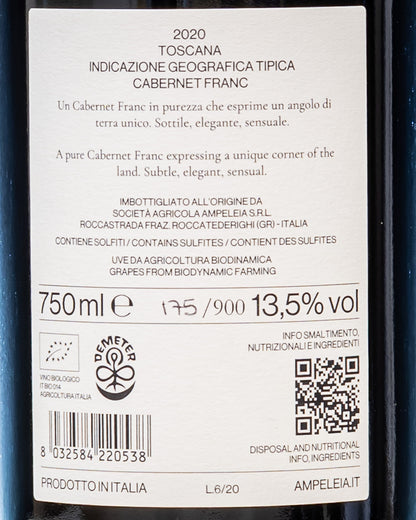 Ampeleia Cabernet Franc 16 File Toscana Vino Rosso Italia Retro Etichetta