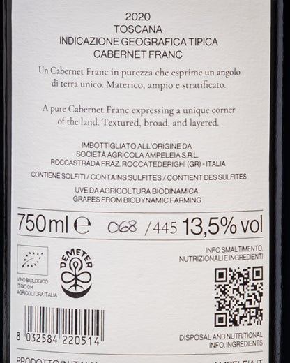 Ampeleia Cabernet Franc 2020 30 File Vino Rosso Toscana Italia Retro Etichetta