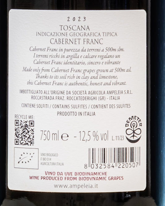 Ampeleia Cabernet Franc 2023 Maremma Toscana Vino Rosso Italia Retro Etichetta