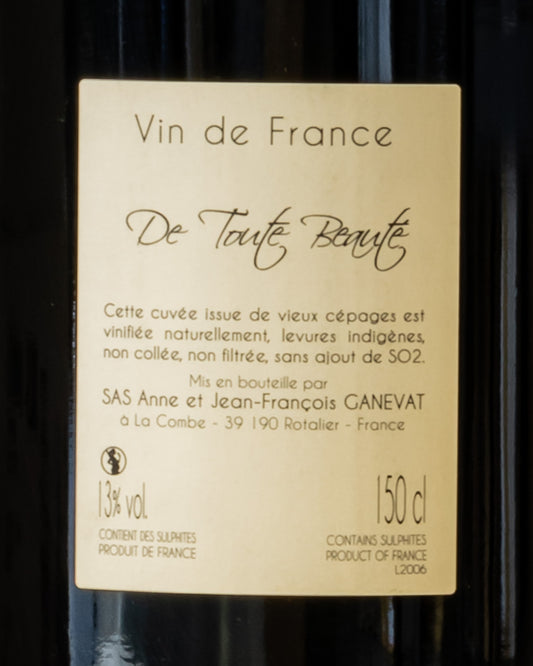 Anne Jean Francois Ganevat Toute Beaute Gamay Vino Rosso Petit Beclan Gros Beclan Geusche Argant Peurion Portugais Bleu Isabelle Enfarine Jura Francia Magnum 2020 Retro Etichetta