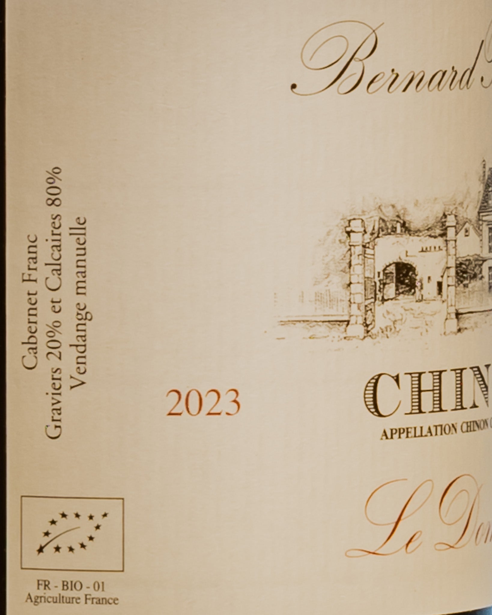 Bernard Baudry Chinon Domaine 2023 Cabernet Franc Loira Vino Rosso Francia Retro Etichetta 2