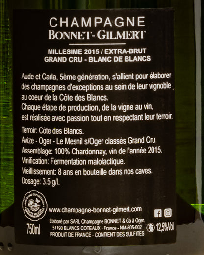 Bonnet Gilmert Champagne Extra Brut Blanc Blancs Grand Cru Millesime 2015 Cote Des Chardonnay Vino Francia Retro Etichetta
