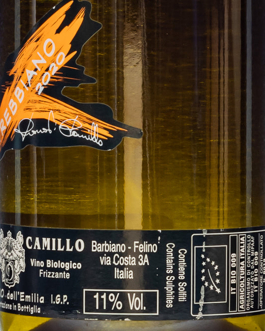 Camillo Donati Mio Trebbiano Rifermentato Frizzante Parma Emilia Romagna Italia Vino 2020 Retro Etichetta