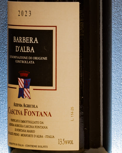 Cascina Fontana Barbera d'Alba 2023 Langhe Vino Rosso Piemonte Italia Retro Etichetta