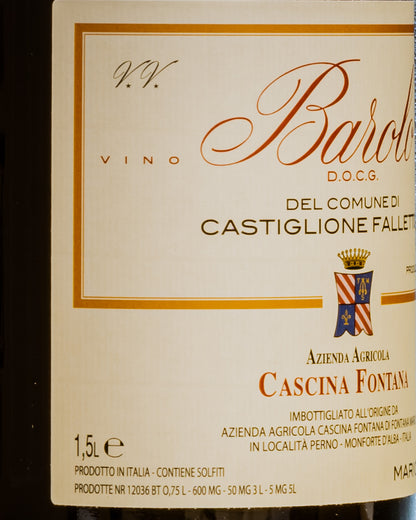 Cascina Fontana Barolo Castiglione Falletto Magnum 2021 Nebbiolo Langhe Vino Rosso Piemonte Italia Grande Formato Retro Etichetta 2
