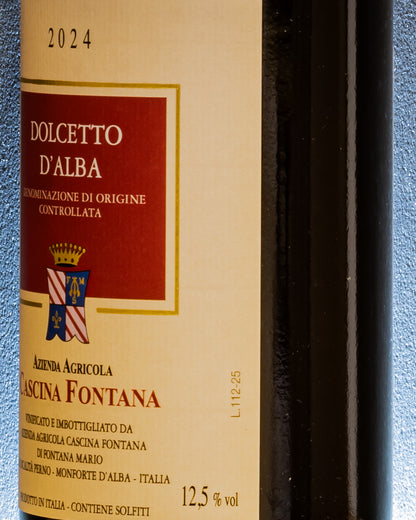 Cascina Fontana Dolcetto d'Alba 2024 Vino Rosso Langhe Piemonte Italia Retro Etichetta