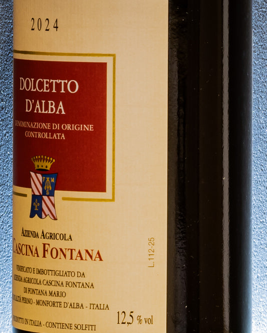 Cascina Fontana Dolcetto d'Alba 2024 Vino Rosso Langhe Piemonte Italia Retro Etichetta