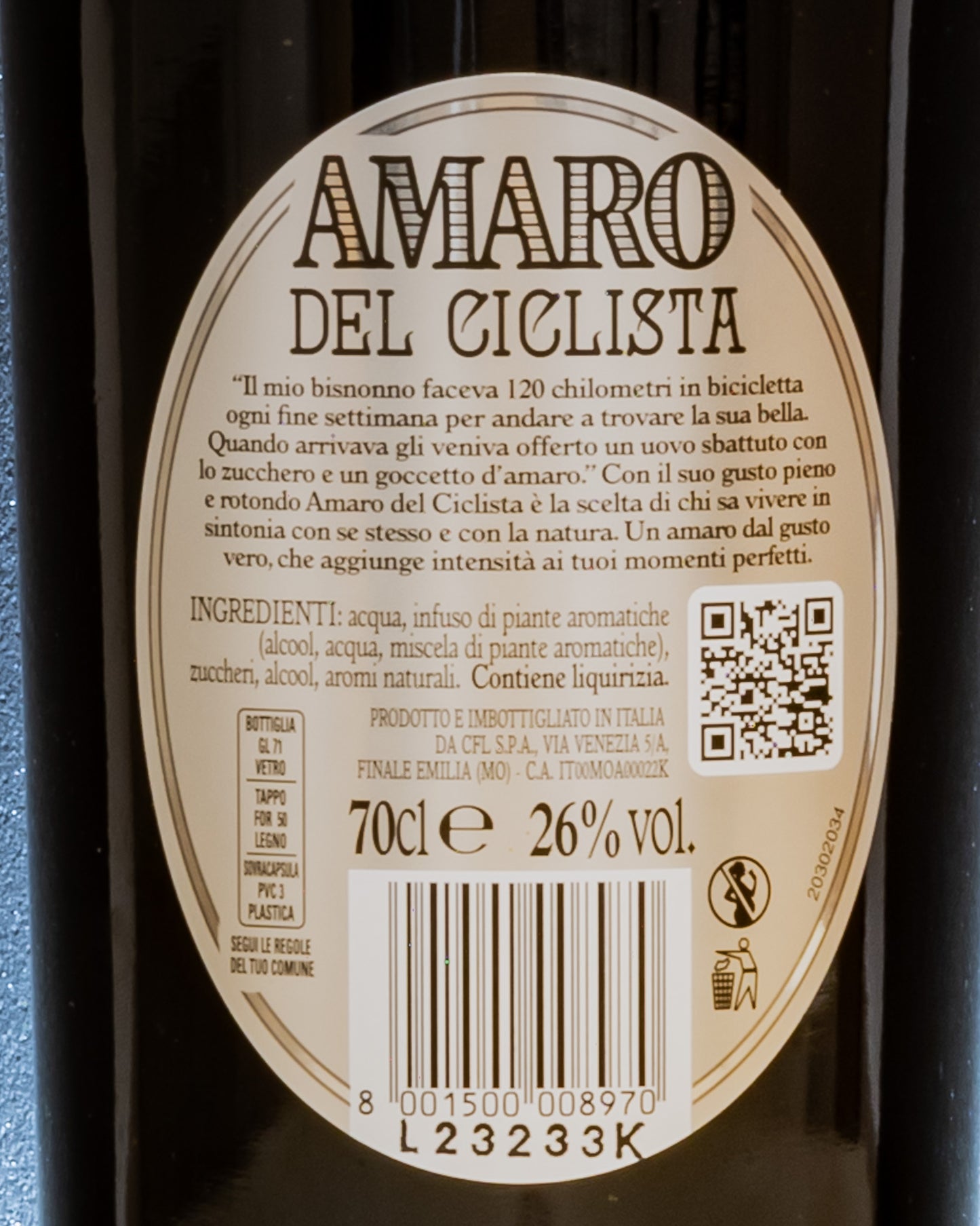Casoni Liquori Amaro del Ciclista Erbe Emilia Romagna Italia Retro Etichetta