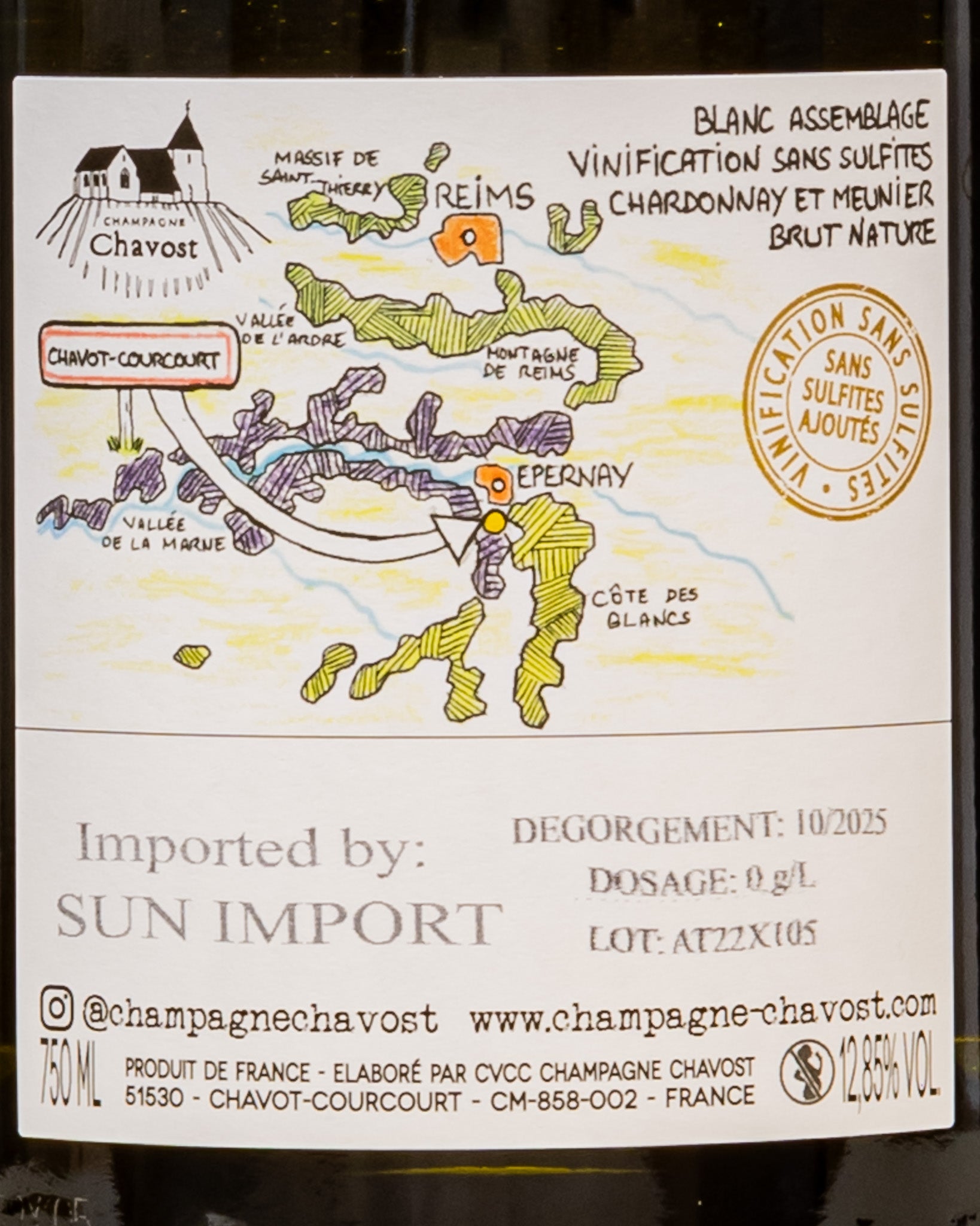 Champagne Chavost Brut Nature Blanc Assemblage Chardonnay Pinot Noir Francia Retro Etichetta