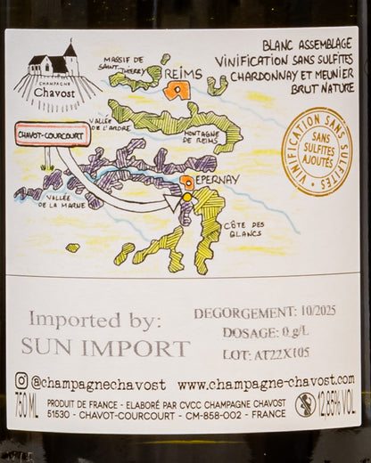 Champagne Chavost Brut Nature Blanc Assemblage Chardonnay Pinot Noir Francia Retro Etichetta