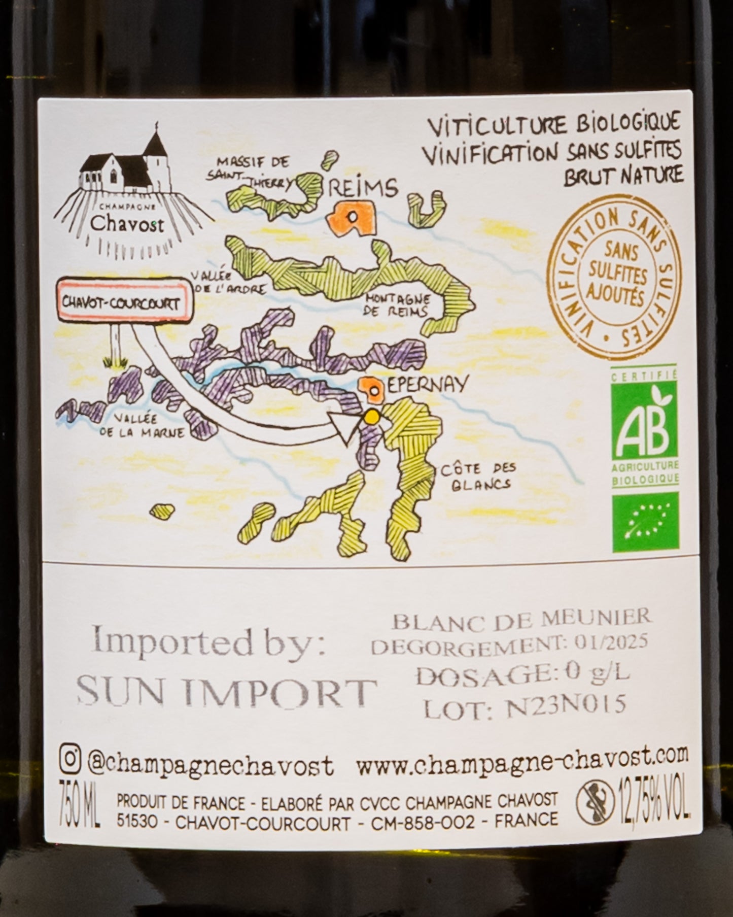 Champagne Chavost Brut Nature Blanc De Meunier Chardonnay Meunier Francia Retro Etichetta