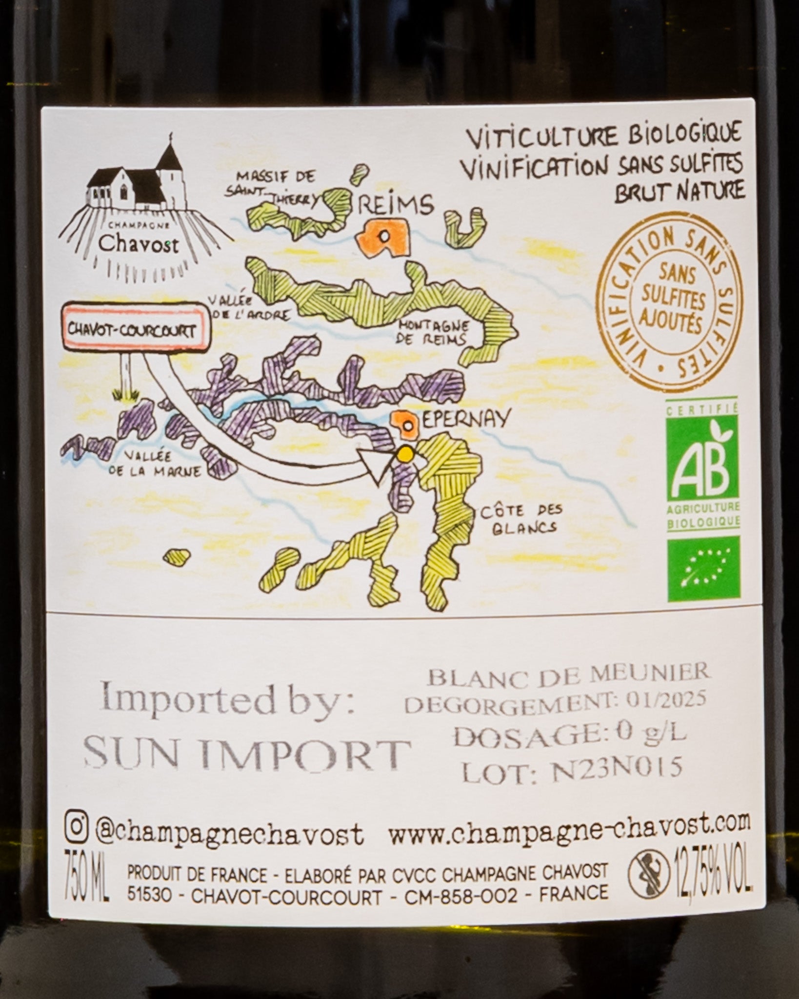 Champagne Chavost Brut Nature Blanc De Meunier Chardonnay Meunier Francia Retro Etichetta