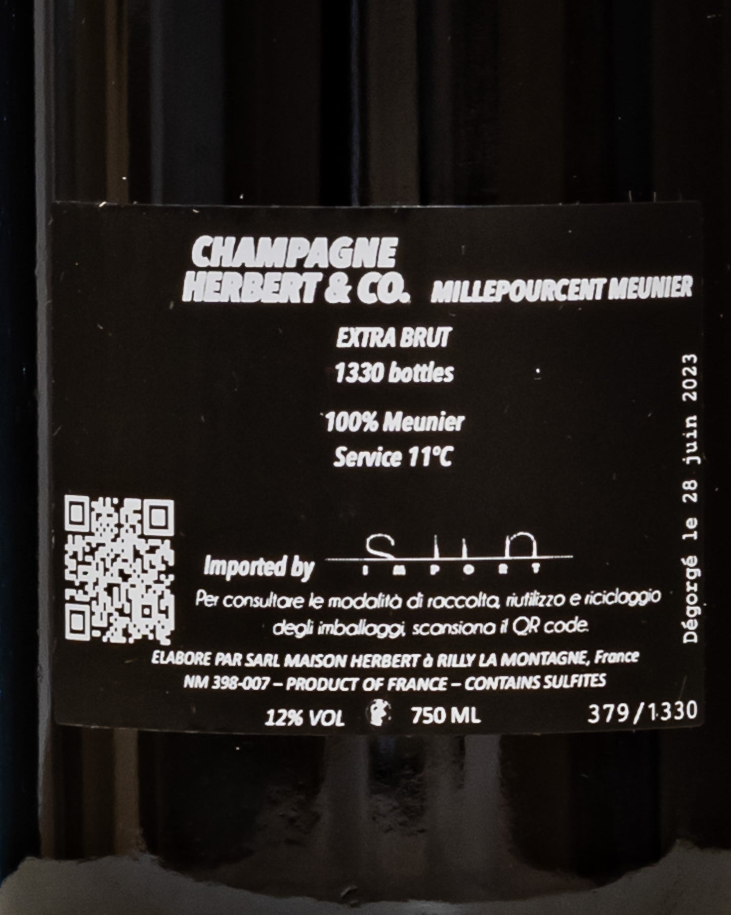 Champagne Herbert Meunier Blanc de Noirs Extra Brut Retro Etichetta
