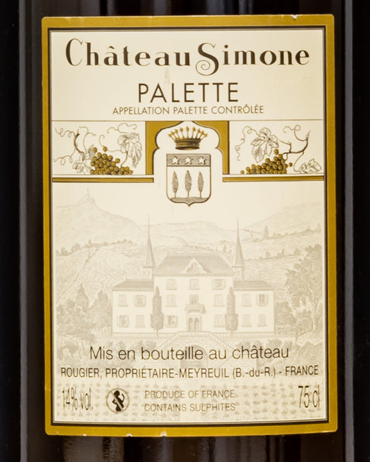 Chateau Simone Palette Rose 2019 Vino Rosato Provenza Francia Grenache Mourvedre Cinsaut Syrah Castet Manosquin Carignan Moscato Retro Etichetta
