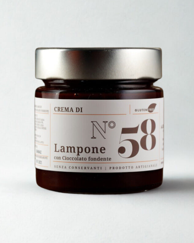 Crema di Lampone Cioccolato Fondente N°58 Alessio Brusadin Senza Conservanti Prodotto Artigianale Gluten Free Natale Regalo