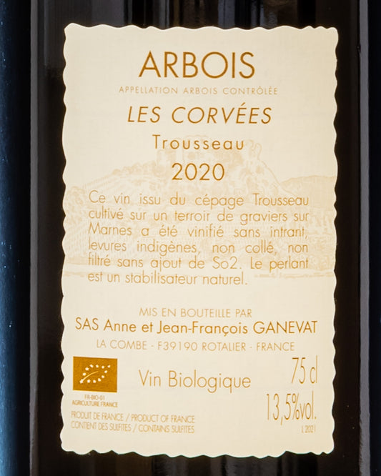 Domaine Anne Jean Francois Ganevat Arbois Trousseau 2020 Les Corvees Jura Vino Rosso Francia Retro Etichetta