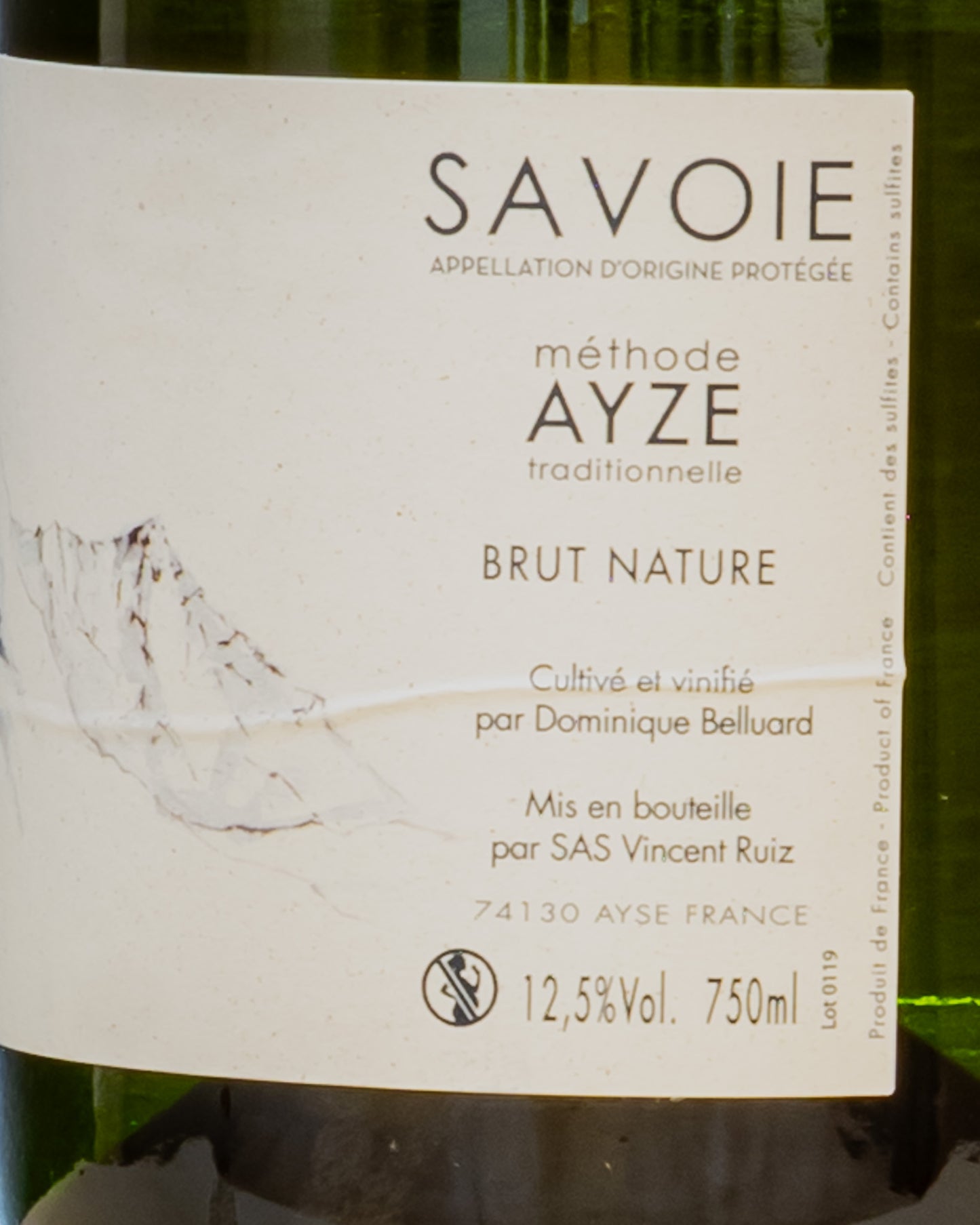 Domaine Belluard Gringet Ayze Metodo Classico Brut Nature 2019 Savoia Vino Francia Vincent Ruiz Retro Etichetta
