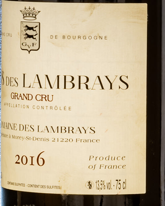 Domaine Des Lambrays Clos Grand Cru Pinot Nero Noir Borgogna Vino Rosso Francia 2016 Retro Etichetta 1