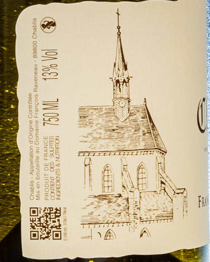 Domaine Francois Raveneau 2023 Chardonnay Chablis Borgogna Vino Bianco Francia Retro Etichetta