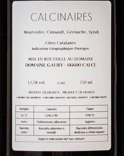 Domaine Gauby Calcinaires Rouge 2023 Cotes Catalanes Calce Roussillon Vino Rosso Francia Grenache Mourvedre Syrah Cinsault Retro Etichetta