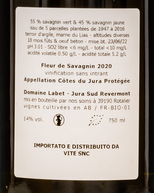Domaine Labet Fleur Savagnin Jura vino Bianco 2020 Francia Ouille Retro Etichetta