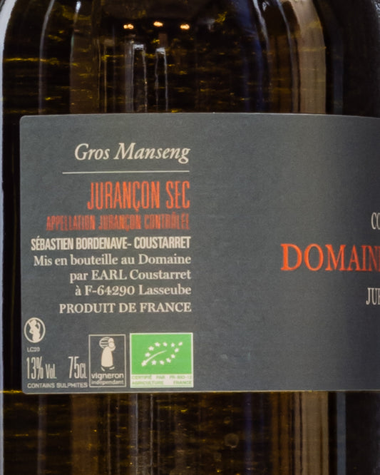 Domaine Sebastien Bordenave Coustarret Jurancon Sec Gros Manseng Vino Bianco Sud Ovest Francia Retro Etichetta