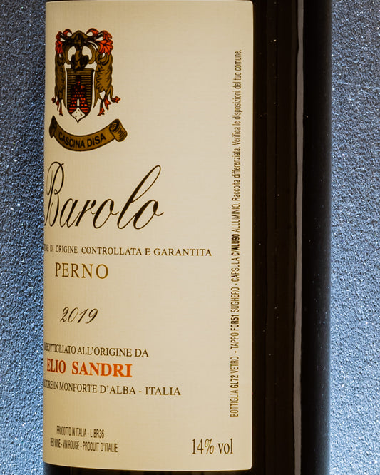 Elio Sandri Barolo Perno 2019 Nebbiolo Langhe Piemonte Vino Rosso Italia Retro Etichetta
