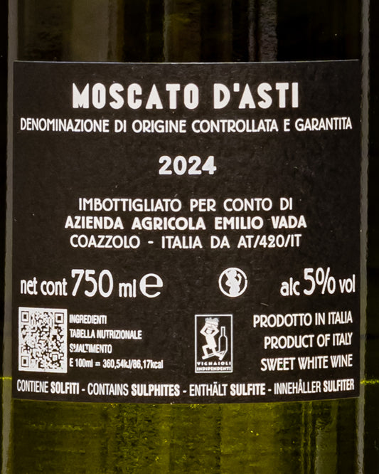 Emilio Vada Moscato Asti 2024 Piemonte Vino Dolce Fine Pasto Italia Camo Bianc Retro Etichetta