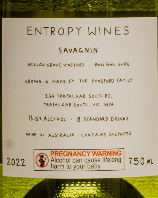 Entropy Wines Ryan Ponsford Savagnin 2022 Baw Baw Shire Gippsland Victoria Vino Bianco Australia Retro Etichetta