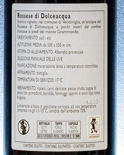 Giovanna Maccario Dringenberg Rossese Dolceacqua 2023 Sette Cammini 7 Ponente Ligure Vino Rosso Liguria Italia Retro Etichetta
