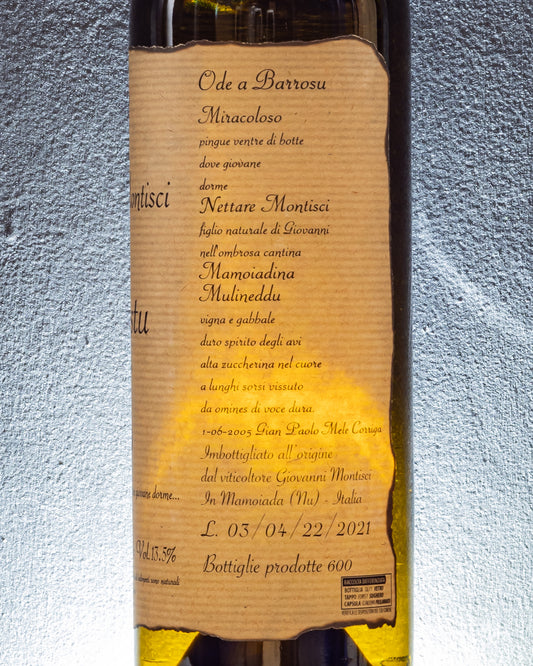 Giovanni Montisci Modestu 999 2020 Vermentino Vino Orange Sardegna Retro Etichetta