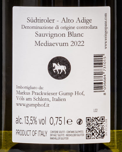 Gump Hof Markus Prackwieser Sauvignon Blanc 2022 Mediaevum Vino Bianco Alto Adige Sudtiroler Italia Retro Etichetta