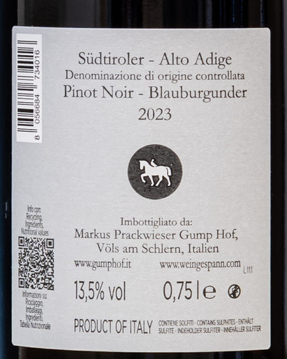 Gump Hof Pinot Noir 2023 Praesulis Alto Adige Pinot Nero Vino Rosso Italia Retro Etichetta