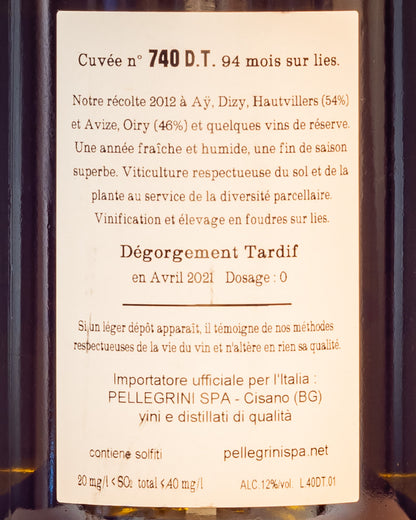 Jacquesson Champagne 740 Degorgement Tardif Extra Brut Chardonnay Meunier Pinot Noir Nero Valle Marne Vino Francia Retro Etichetta