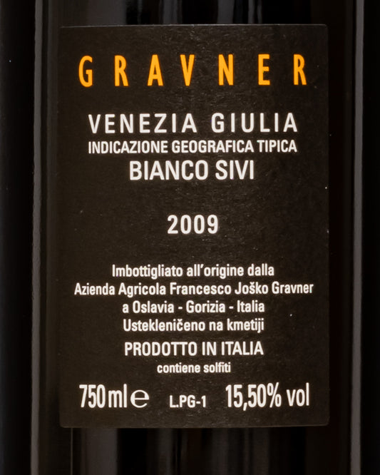 Josko Gravner Bianco Sivi 2009 Pinot Grigio Vino Macerato Orange Friuli Venezia Giulia Italia Retro Etichetta